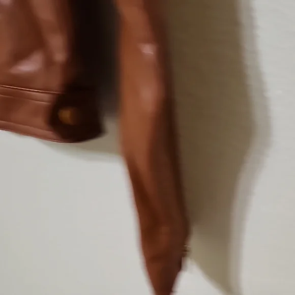 Love Tree Brown and Gold Leather Motorcycle Jacket - Picture 13 of 14